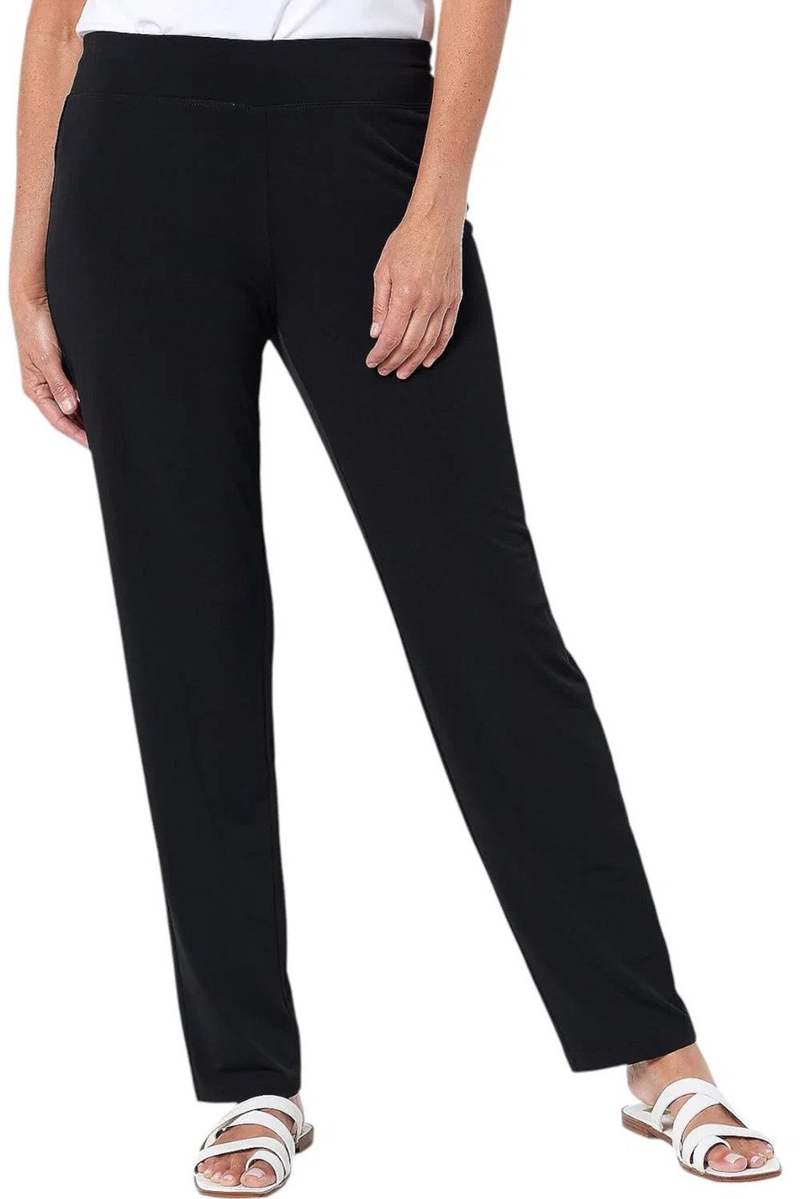 Susan Graver Modern Essentials Liquid Knit Slim Leg Pants Sleek Black - Petite